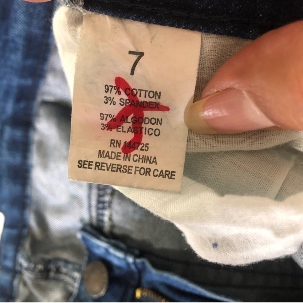 American BAZI cropped jeans distressed blue size:7 - Picture 6 of 13
